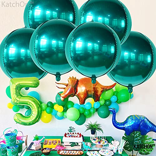 Image of KatchOn, Metallic Emerald Green Balloons - Big 22 Inch, Pack of 6 | Dark Green Mylar Balloons, Emerald Green Foil Balloons for Emerald Green Party Decorations