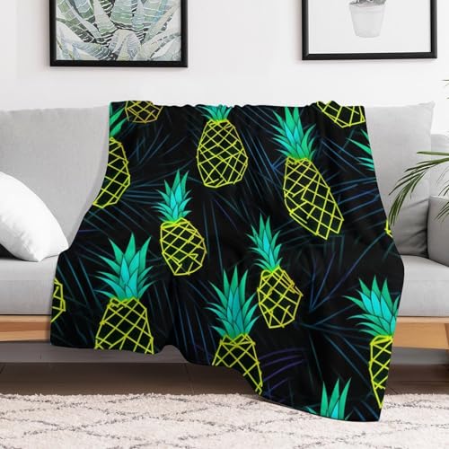 Couverture de lit flannel douce plaid ananas 130x150cm toutes saisons - 3
