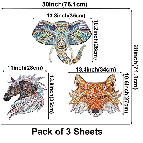 Maydahui Horse Head Vinyl Wall Decals Mandala Elephant Fox Wall Stickers (28 X 30 Inch) Peel & Stick Boho Totem Animals Art Mural Decor For Living Room Bedroom Yoga Room #TOP1