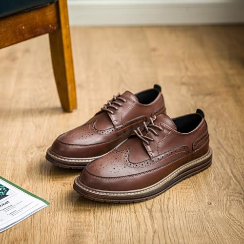 Men's Oxford Shoes Genuine Calf Leather Wingtip Oxfords Lace Up Business Formal Work Shoes Brogue Dress Shoe4