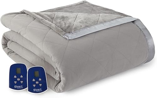 Manta eléctrica reversible con tecnología de microfranela de afeitado ultra terciopelo, con patrón sólido, tamaño King, 90 x 108 pulgadas, color