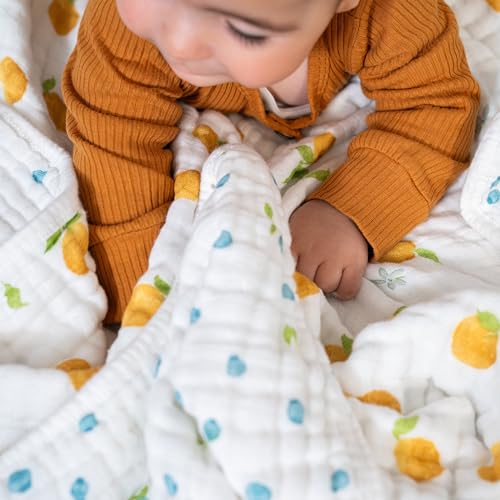 Image of aden + anais Boutique 100% Cotton Muslin Dream Blanket, Perfect for Babies, Infants and Toddlers, Crib Blanket, Nursery Essential, Fresh Fruit
