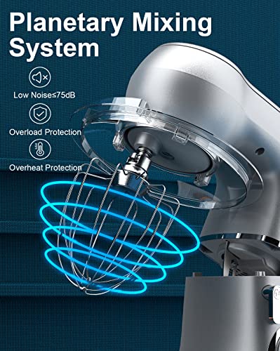 Mini Angel Stand Mixer,10-Speed 5.5Qt Kitchen Electric Mixer With Diy Color Stickers,Tilt-Head Food Mixer With Dough Hook, Wire Whisk, Flat Beater, Stainless Steel Bowl (Silver 1) #TOP1