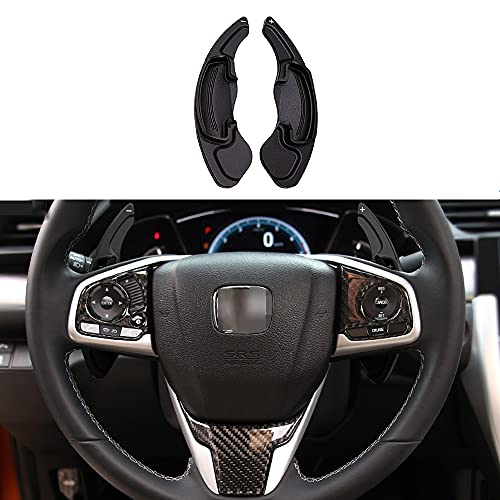 Rifoda for 10th Gen Civic Honda Accord CR-V Steering Wheel Shifter Paddlers Extension fit for civic 2016-2021,2013-2020 Accord Aluminium Alloy Shift Paddle Interior Decoration Accessories 2PCS(Black)