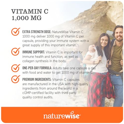 Naturewise Vitamin C 1000Mg, Vitamin C Capsules - Dietary Supplement For Immune Support - Vegan thumb #3