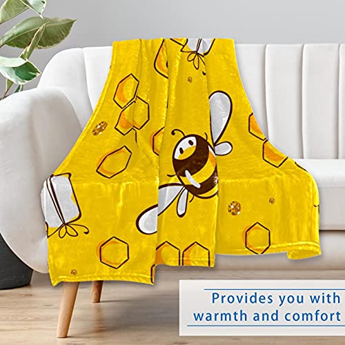 Couverture douce contre les nuits fraîches plaid abeille jaune lit