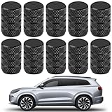 10 Pièces Bouchon Valve Pneu Voiture, Bouchons de Valve de Pneu, Noir, Aluminium anodisé...