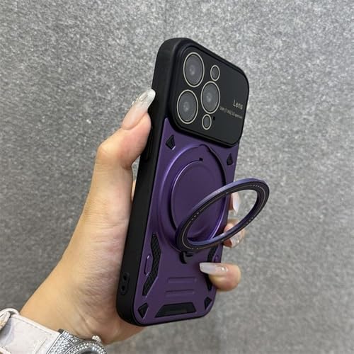 Étui pour iPhone 14 Pro Max et 13 avec support objectif et bracelet violet