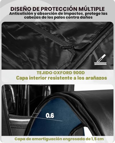 Miniatura 2 de Outdoormaster Bolsa De Viaje Acolchada De Golf Con Ruedas Reforzadas, 900d Oxford Resistente Al Desgaste E Impermeable, Bolsa De Viaje De Golf De Lado Suave, Compartimento Para Zapatos Y Accesorios