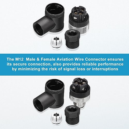MECCANIXITY Conector M12 4 Pin Macho y Hembra Pack 4 miniatura 3
