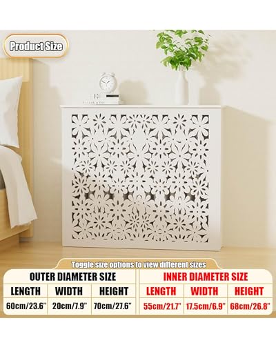 Cache-radiateur moderne blanc meuble étagère MDF design lattes 90cm - 3