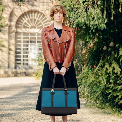 Image of LOVEVOOK Laptop Bag for Women 15.6 inch Canvas Laptop Tote Bag, Large Capacity Work Bag with Clutch Purse, Computer Bag Office Business Briefcase, Casual Handbag for Travel College Teacher School