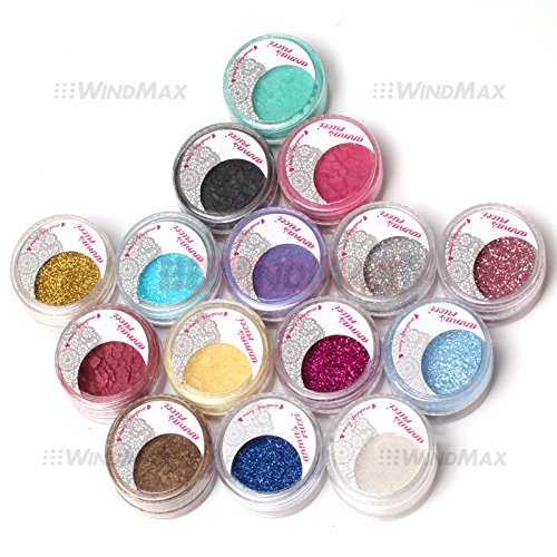 Professional Mixed 15 Warm Colorful Glitter Shimmer Pearl Loose Eyeshadow Pigments Mineral Eye Shadow Dust Pot Powders Makeup Party Beauty Salon Cosmetic Kit C# US SELLER