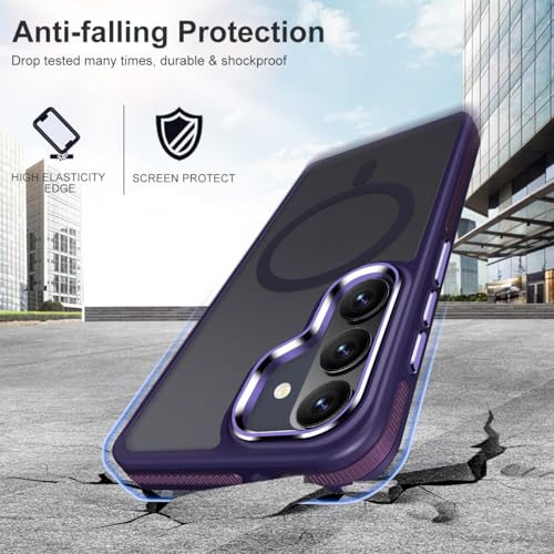 Image of MALEWOLF Case for Samsung Galaxy S26 Plus, Compatible with Magsafe, Translucent Cover [Military Grade Shockproof] [Anti-Slip Edge], Color Hybrid Magnetic Case for Galaxy S26+ (Dark Purple)