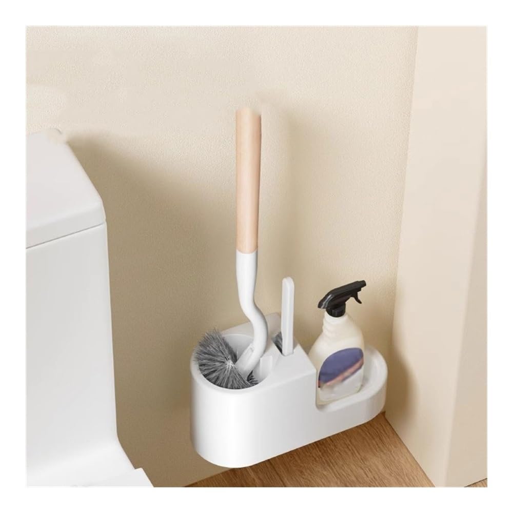 Juego de cepillos de inodoro de drenaje hueco, cepillos de inodoro montados en la pared con cerdas flexibles con soporte de plástico, escobilla de inodoro y juego de soporte