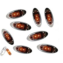 Set of 8 AutoSmart 2" KL-15114AE Amber Oval LED Clearance/Side Marker Light with Chrome Bezel for TRUCK TRAILER