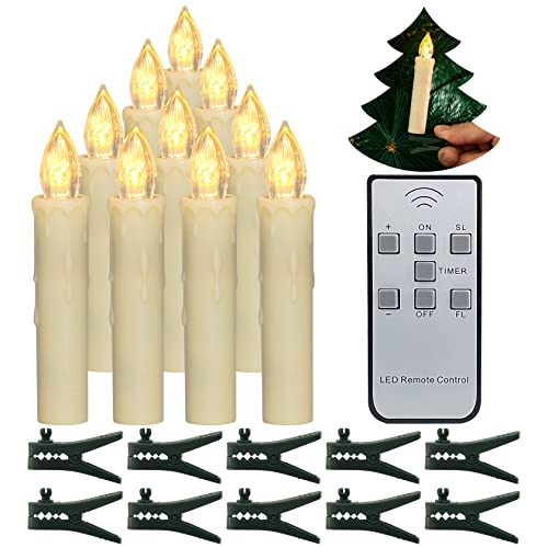 PChero 10 Stück LED Weihnachtskerzen, Batteriebetrieben Flammenlose Flackernde Stabkerzen mit Fernbedienung für Heimat Tisch Xmas Tree Weihnachtsbaum Garten Dekoration – Warmweiß PChero 10 Stück LED Weihnachtskerzen, Batteriebetrieben Flammenlose Flackernde Stabkerzen mit Fernbedienung für Heimat Tisch Xmas Tree Weihnachtsbaum Garten Dekoration – Warmweiß