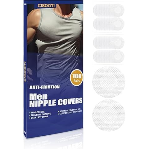 CISOOTI 100 Pairs Men's Sports Nipple Cover, Hide Nipple Cover, Nipple Guard, Nipple Tape, Nipple Patches, Anti-Friction Guard, for Nipple Anti-Chafing and Runners Anti-Chafing - White Cover