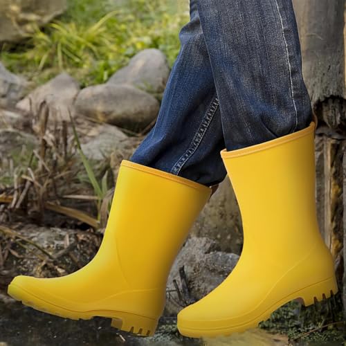 Image of Asgard Women's Mid Calf Rain Boots Waterproof Garden Shoes Slip on Rubber Boots