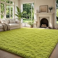 FVVRAX Fluffy Rugs Living Room Bedroom, Shaggy Large Green Rug 270x360cm