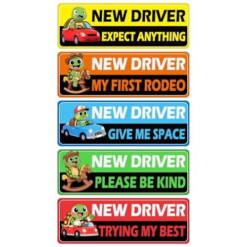 5Pcs Turtle Novice Driver Car Stickers, Beginner Magnet Supplies for Car Student Driver Sign, Lovely...