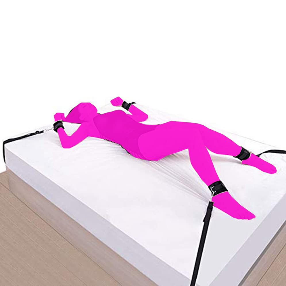 Bondaged Kit Adult Bondaged Kit for Couples Sex Bondage Toy Bondage Rope Bed Bondage Straps with Hand and Ankle Cuffs for Leg Bedroom Position Game Soft and Durable Adjustable Toy Black Sunglasses