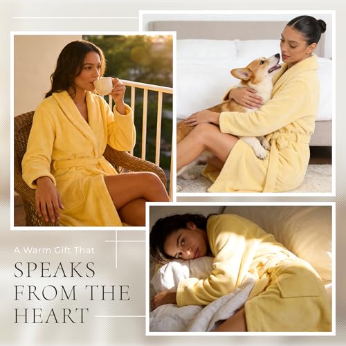 Image of HEARTNICE Womens Fleece Robes, Soft Plush Long Bathrobe, Thick Kimono Robes for Womens, Warm House Coat