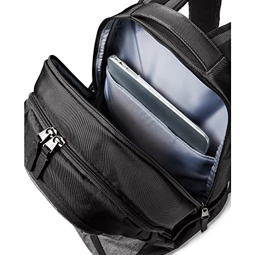 Image of Under Armour Hustle Backpack, Jet Gray (010) /Cerise, One Size Fits All