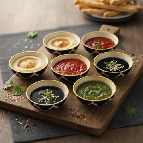Image of A Practical Choice for Household Dining, Cafe Use and Table Presentation Ceramic Bowls for Dessert, Ice Cream, Rice, Soup, Snack, Dipping - Microwave Oven Dishwasher Safe (Blue, Set of 2)
