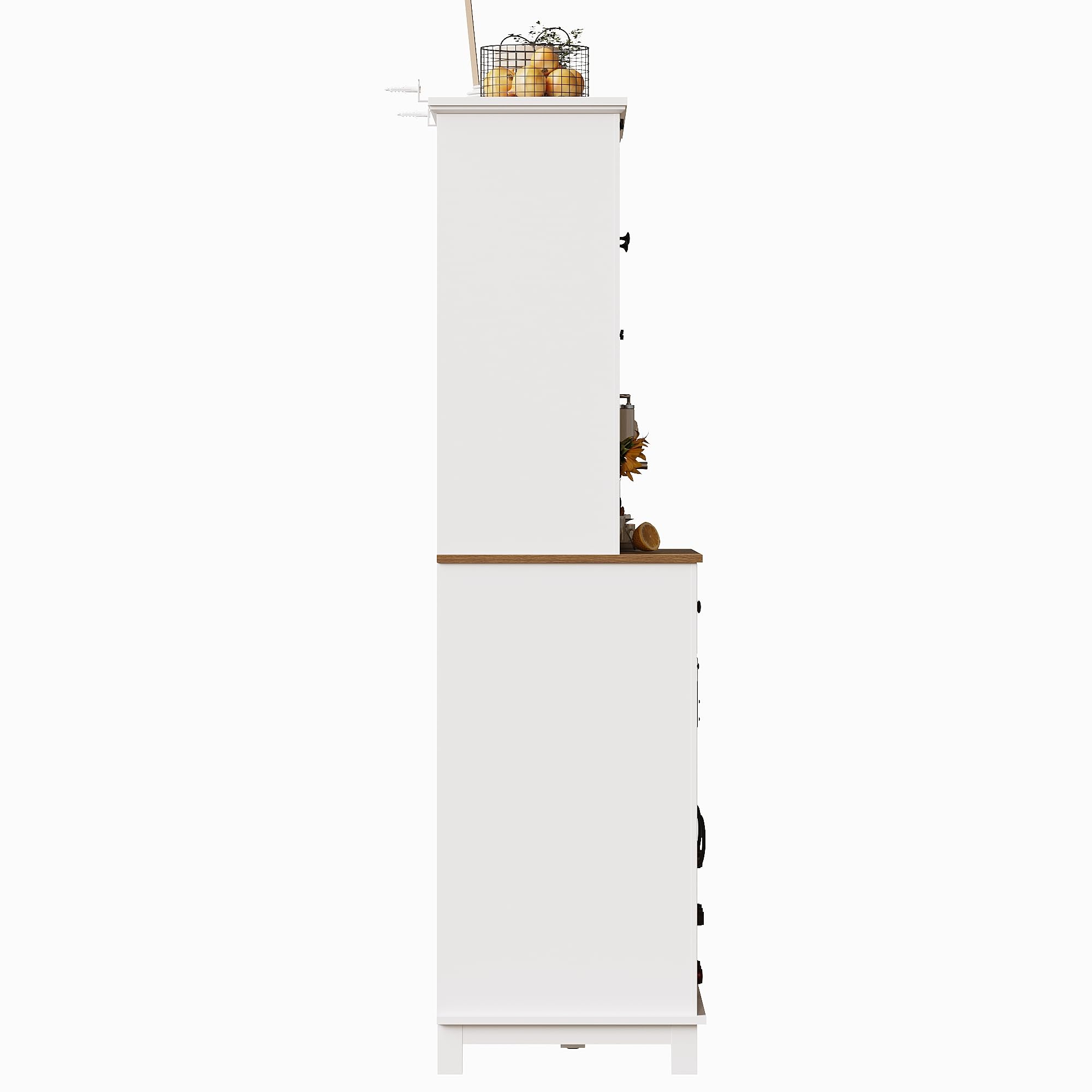 SogesHome Küchenschrank mit LED-Beleuchtung mit Verstellbaren Ablagen | APP-Steuerung & Musik-Modus,Variable Lichtfarben | Hochschrank Vitrinenschrank | Schmal 105 x 38.4 x 180 cm​​ (weiß)