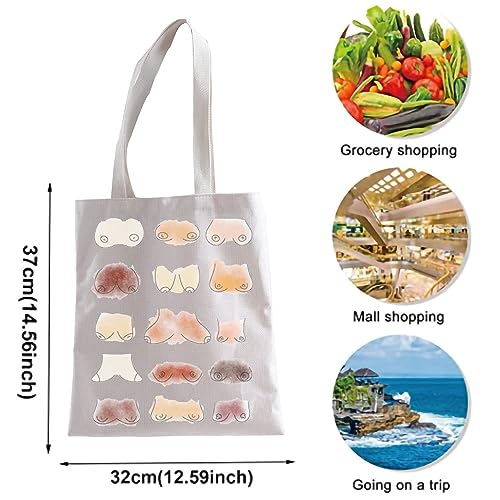 Bolso tote XYANFA para concienciación sobre el cáncer de mama, con mensaje de positividad corporal, igualdad y feminismo miniatura 4