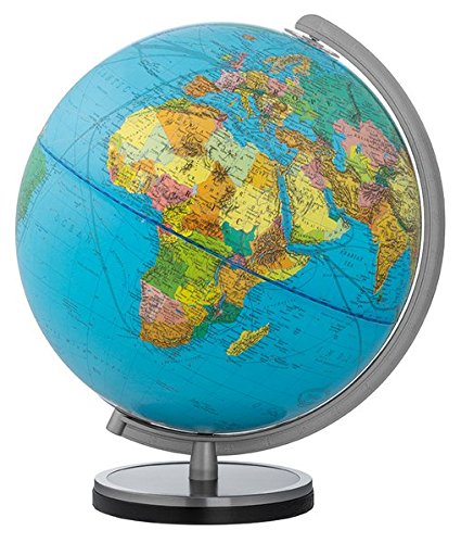 Preisvergleich Produktbild Columbus Duplex Leuchtglobus: schwarzer Holzfuß mit Metalring; Meridian edelstahlfarben, beidseitig gradiert (Classic Line by COLUMBUS)