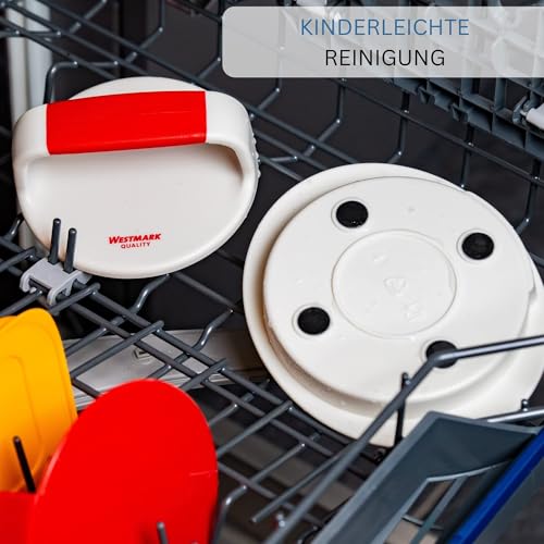 Foto von Westmark Hamburgermaker mit Patty-Hebevorrichtung, Hamburger-Presse, Innendurchmesser 11,5 cm, Kunststoff, Weiß/Rot, 62332260