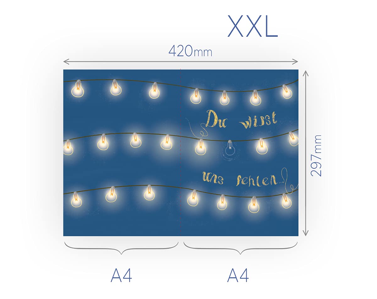 Carte D'adieu Pour Collègues Avec Enveloppe Au Format XXL A4 - Jolie Carte Pliante Moderne Pour Changement De Travail, Annulation D'ampoules