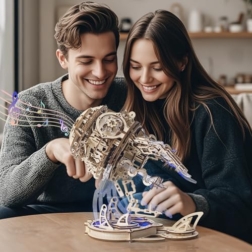 3D Wooden Puzzles for Adults, 3D Puzzle Model Aurora Jellyfish Toys Building Kits, DIY Wood Crafts Cool Toy Hobbies for Men Women, Creative Assembly Gifts - Image 3