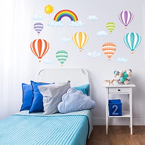 DECOWALL-DS8-1801-Rainbow-and-Hot-Air-Balloons-Kids-Wall-Stickers-Wall-Decals-Peel-and-Stick-Removable-Wall-Stickers-for-Kids-Nursery-Bedroom-Living-Room-dcor