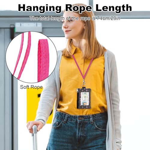 Image of Minimalist RFID Wallet with Lanyard, Multi-functional ID Case with 2 Zipper Pockets and Key Chain for Men and Women, Tactical Badge Pouch Cards Holder, Coin Purse for Travel Sports - Two-Tone