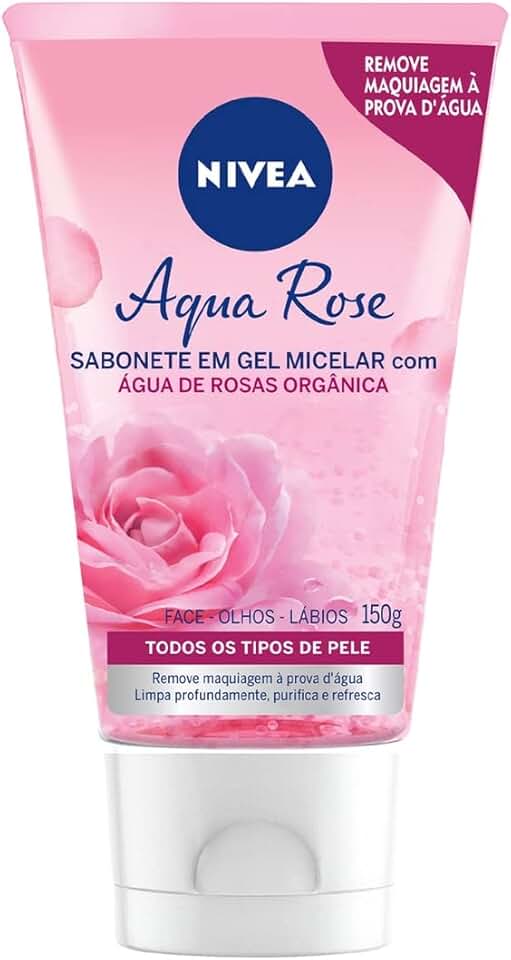 NIVEA Sabonete Facial em Gel Aqua Rose 150ml, Limpeza Profunda, Remove Maquiagem, Purifica e Refresca, Água de Rosas Orgânica, Todas as Peles