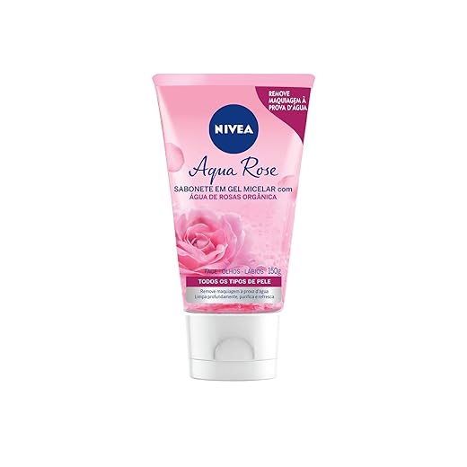 NIVEA Sabonete Facial em Gel Aqua Rose 150ml, Limpeza Profunda, Remove Maquiagem, Purifica e Refresca, Água de Rosas Orgânica, Todas as Peles