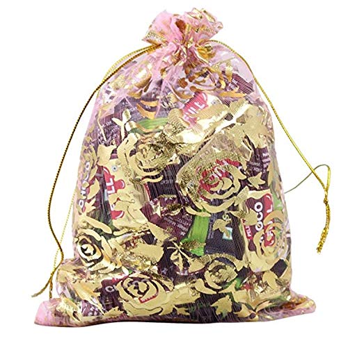 Image of Silk Beingelegant-Organza Favor Potli Bag Shagun /Return Gift /Dry Fruit Pouches 24X18 Cms Pack of 10 pieces,Multicolor