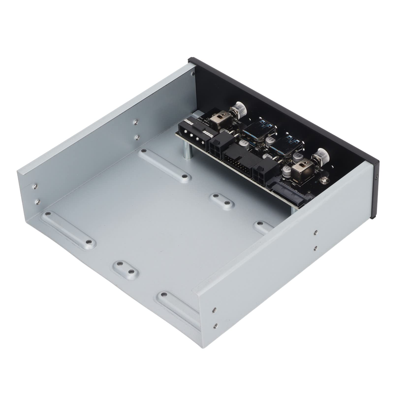 Bewinner 5.25 Inch Metal Front Panel USB Hub, 2 Ports USB3.0 2 X USB Expansion, 2 X Power Expansion, 2 X 2.5in Hard Disk Bracket, for Desktop Optical Drive (PH7)