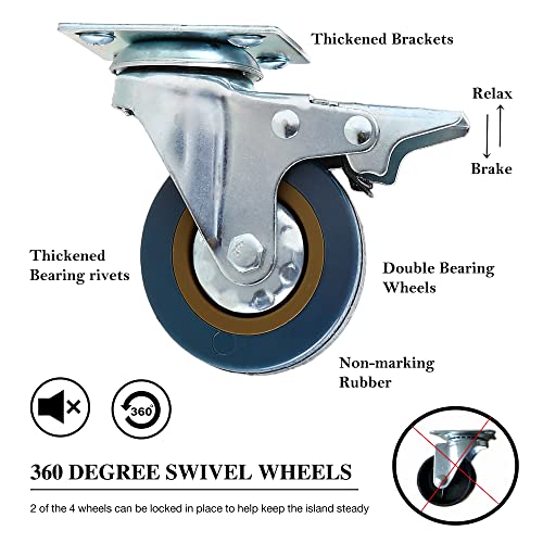 Phi Villa Kitchen Island Cart On Wheels - Mobile Kitchen Island With Drop Leaf, Rolling Kitchen Table With Storage #TOP4