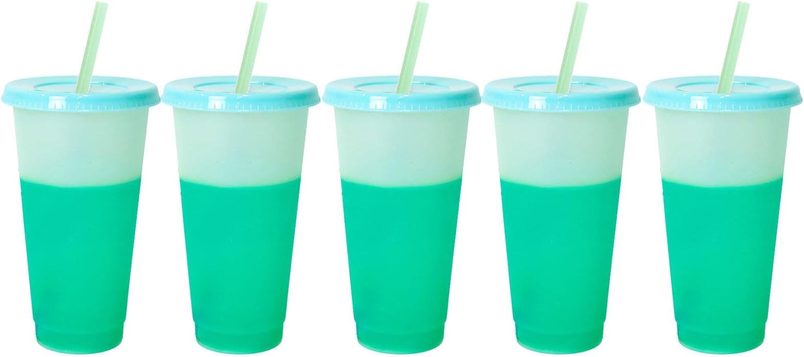 Color Changing Tumblers with Lids and Straws - Adults Kids Color Changing Iced Coffee Cup - Ice Coffee Slim Cup with Straw and Lid, Changing Color Cups for Smoothie, Iced Tea, Cold Drinks Generic