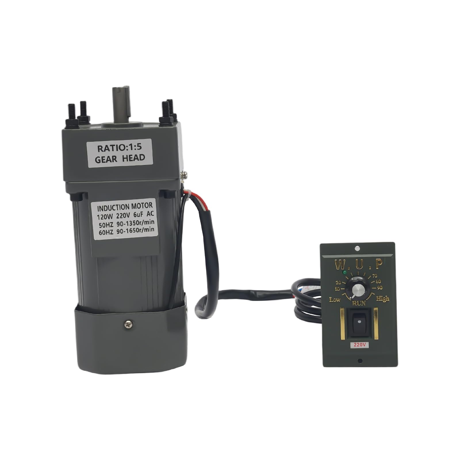 Getriebemotor, 220V 120W 5K + Regler (220V Verkabelung) Gear Motor Elektromotor Getriebemotor mit Drehzahlregler CW/CCW 3.5Drehmoment Centric Output Welle 12mm