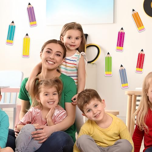 Image of Vuzvuv 48Pcs Pencil Paper Cutouts with 100Pcs Glue Points,Pencil Cut Outs Bulletin Board Decorations for Birthday Party Theme Decor Supplies