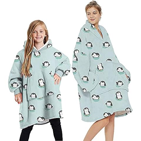Family Matching Oversized Hoodie Blanket Soft Sherpa Wearable Blanket Hoodie for Women Men Boy Girl with Big Pocket (Penguin G, One Size) Cover