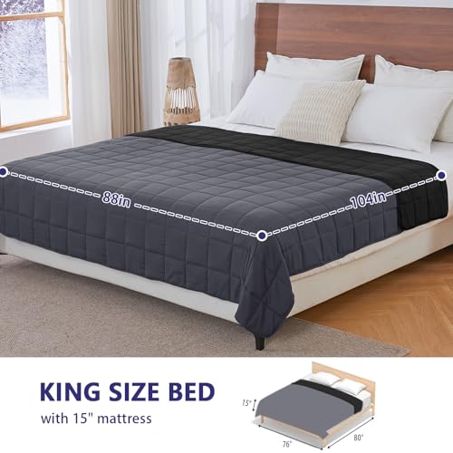 Image of yescool Weighted Blanket for Adults (25 lbs, 88 inch x 104 inch, Grey& Black) Cooling Heavy Blanket for Sleeping Perfect for 240-260 lbs, King Size Breathable Blanket with Premium Glass Bead