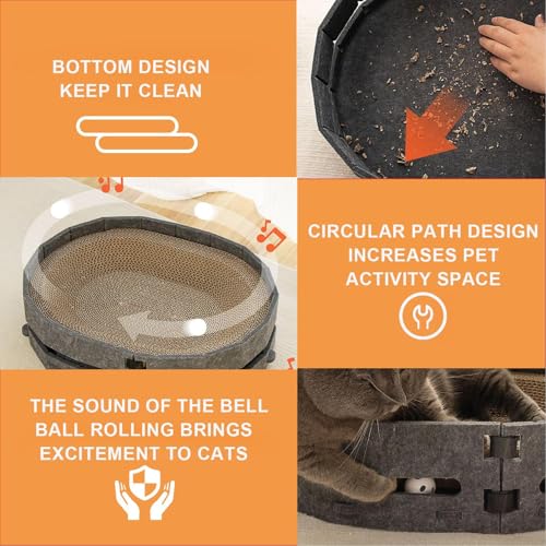 Jouet pour chat en carton durable avec plancher de jeu et clochettes intégrées - 6