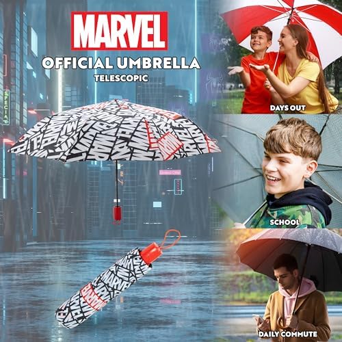 Marvel 아동용 우산 - 접이식 텔레스코픽 우산, 쉽게 열고 닫을 수 있음 - 여행, 학교용 경량 — 사진 3