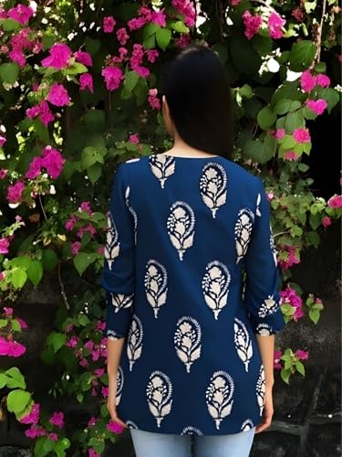 Image of Women's Short Kurti in TopsTunic Rayon Cotton Blend | Ladies Ethnic Tunic